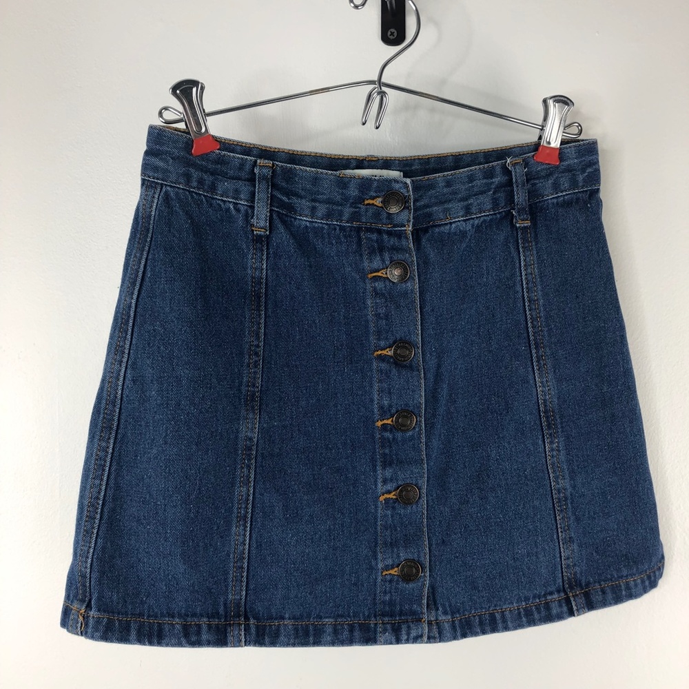 Forever 21 Jean Skirt with Front Button Detail Small Mini Jean Skirt Denim